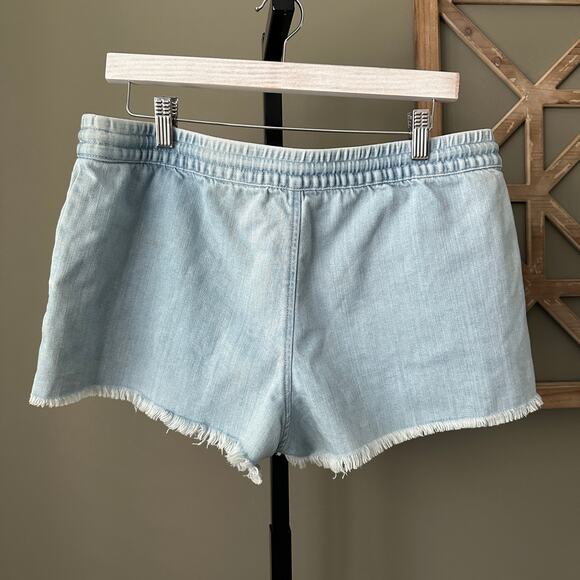 Aerie Denim Tie Front Pull On Shorts Light Wash Large - Picture 2 of 3